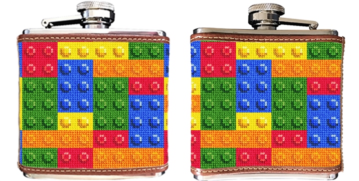Brick By Brick Needlepoint Flask