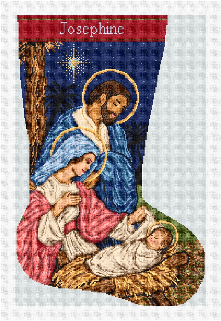 Silent Night Christmas Stocking Needlepoint Kit