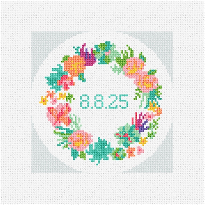 Floral Wreath Wedding Needlepoint Ornament Kit