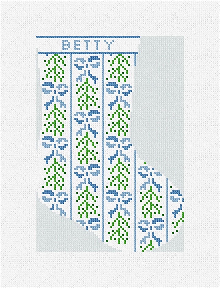 Pinstripe Bows Mini Stocking Needlepoint Kit