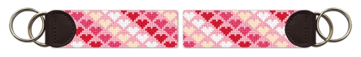 Tiny Hearts Needlepoint Key Fob
