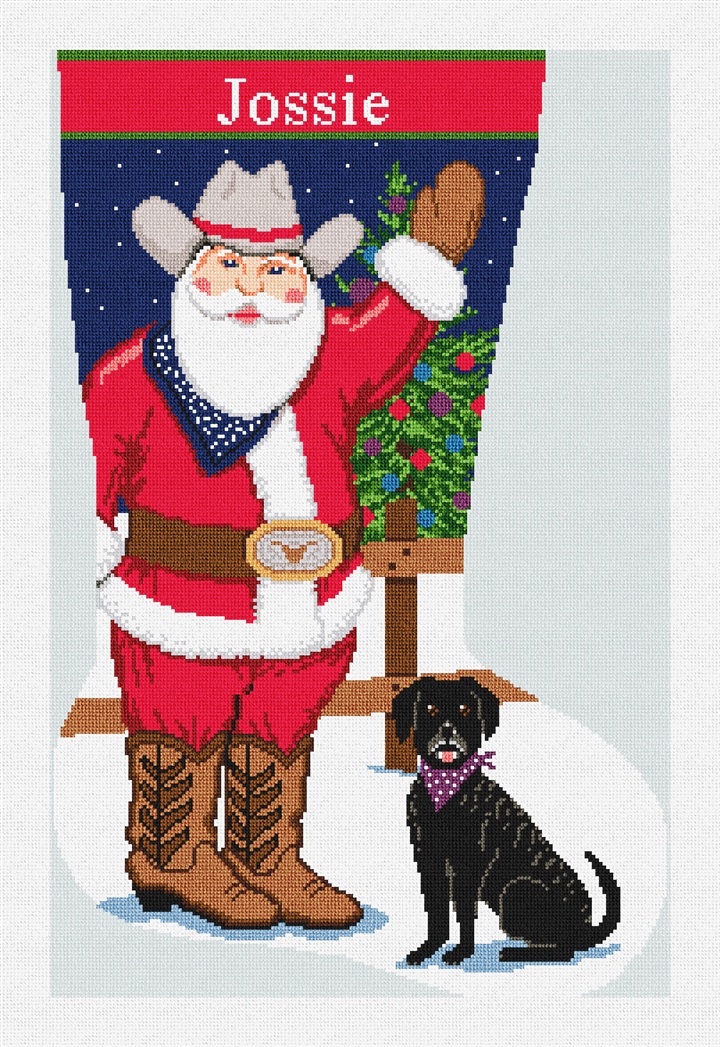 Cowboy Santa Stocking Needlepoint Kit