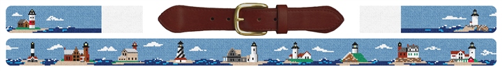 New England Lighthouses Needlepoint Belt 