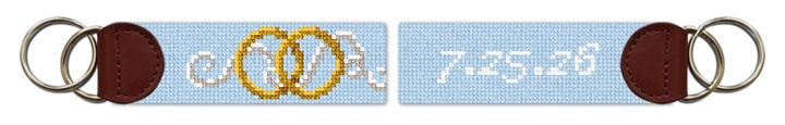 Wedding Rings Needlepoint Key Fob