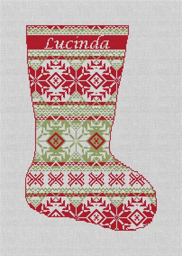 Fair Isle Red Green Needlepoint Stocking Kit