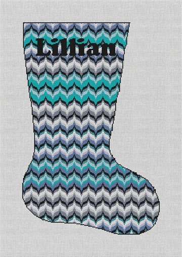 Blue Bargello Wave Christmas Stocking Kit