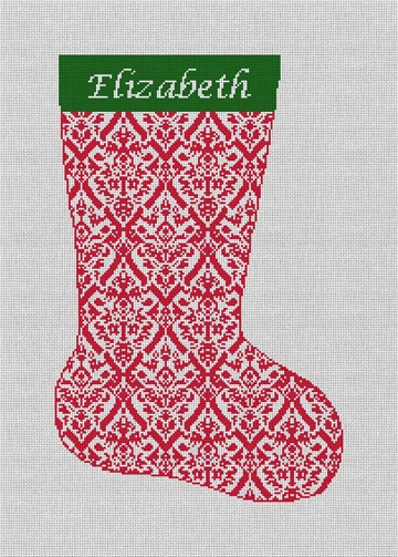 Red Damask Needlepoint Stocking Kit