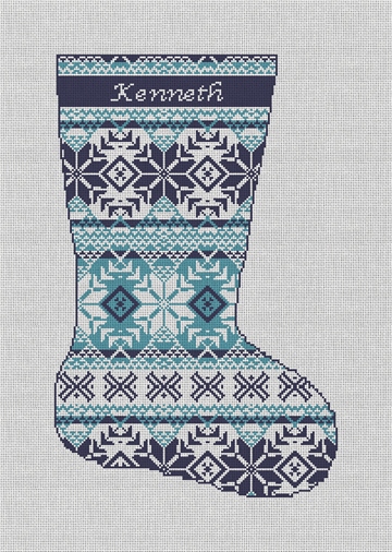 Fair Isle Blues Needlepoint Stocking Kit
