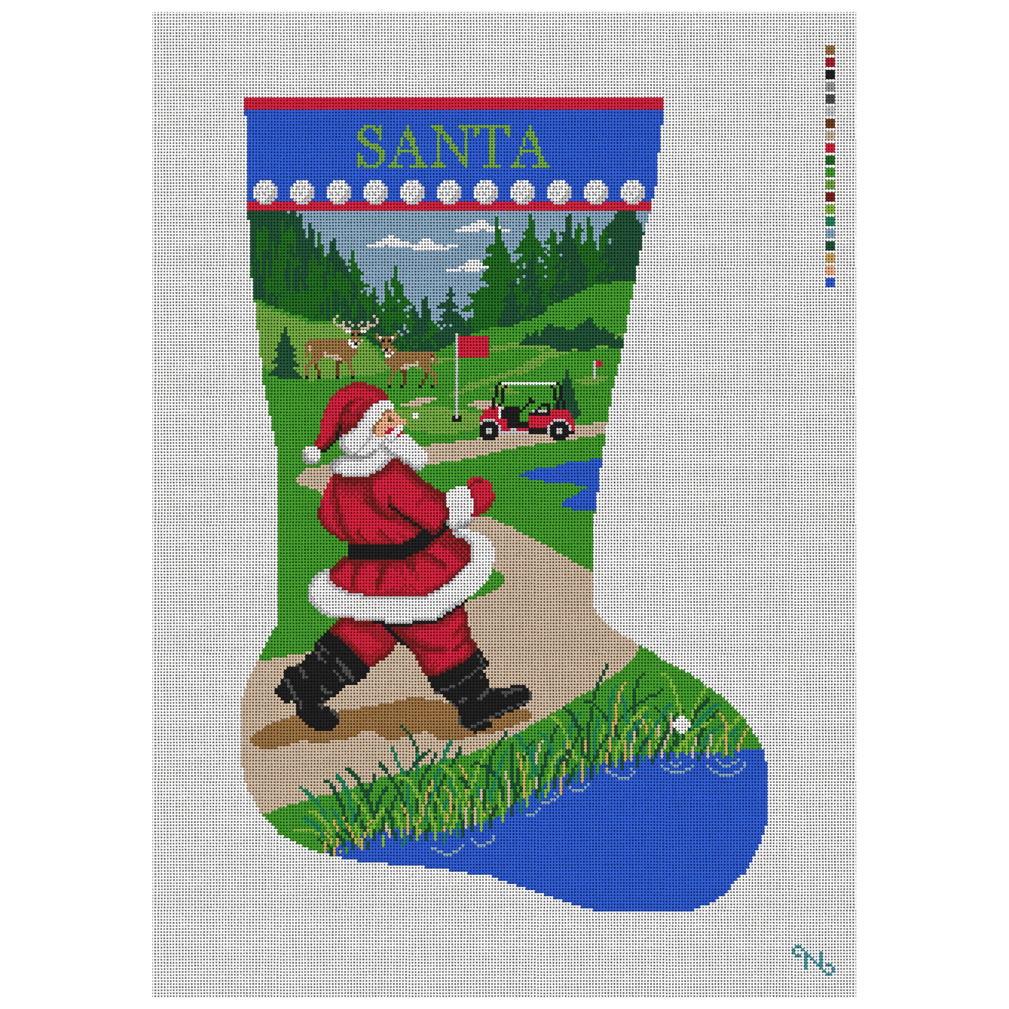 Santa's Fairway Stocking Needlepoint Kit