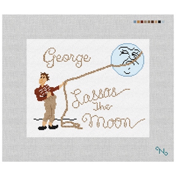 Custom Needlepoint Pillow Kit Stitched Preview