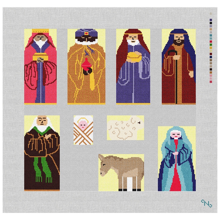 3D Christmas Nativity Set Needlepoint Kit Stitched Preview