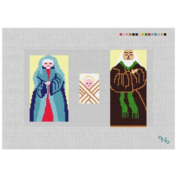 3D Mary Joseph and Jesus Nativity Needlepoint Kit Stitched Preview