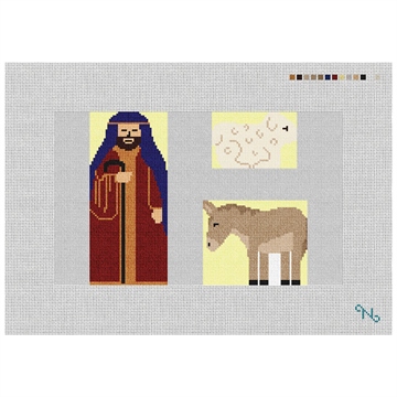 3D Shepherd and Animals Nativity Needlepoint Kit Stitched Preview