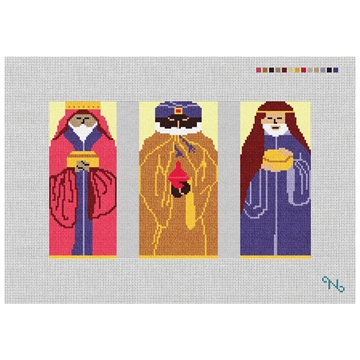 3D Three Wisemen Nativity Needlepoint Kit Stitched Preview