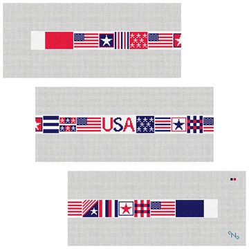 4th of July Patchwork Needlepoint Belt Kit Stitched Preview