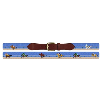 A Day At The Horse Races Needlepoint Belt