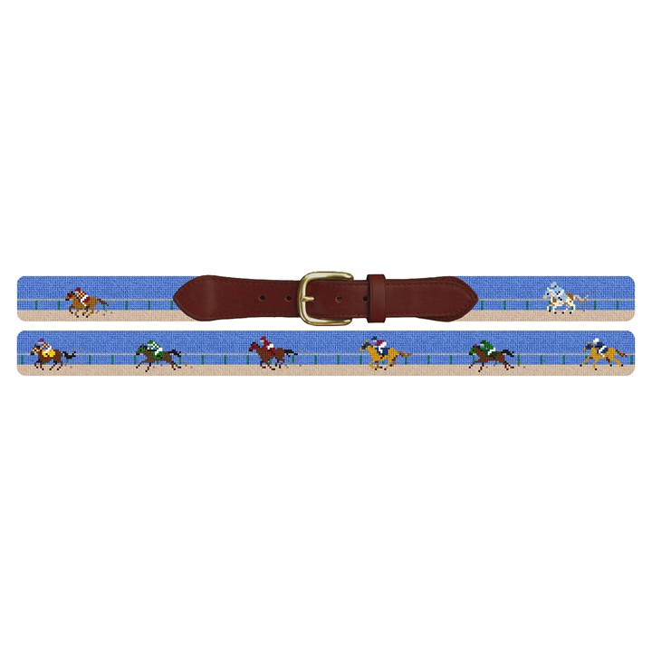 A Day At The Horse Races Needlepoint Belt