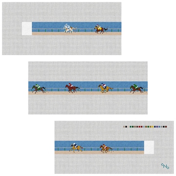 A Day At The Horse Races Needlepoint Belt Kit Stitched Preview