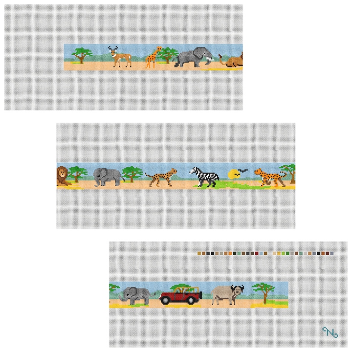 African Safari Needlepoint Belt Kit Stitched Preview
