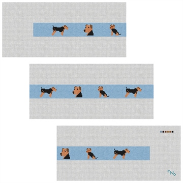 Airedale Terrier Needlepoint Belt Kit Stitched Preview