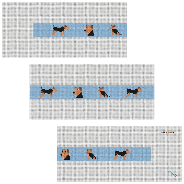 Airedale Terrier Needlepoint Belt Kit Stitched Preview