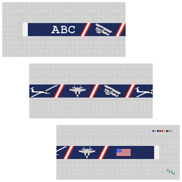 Airplane Needlepoint Belt Kit Stitched Preview