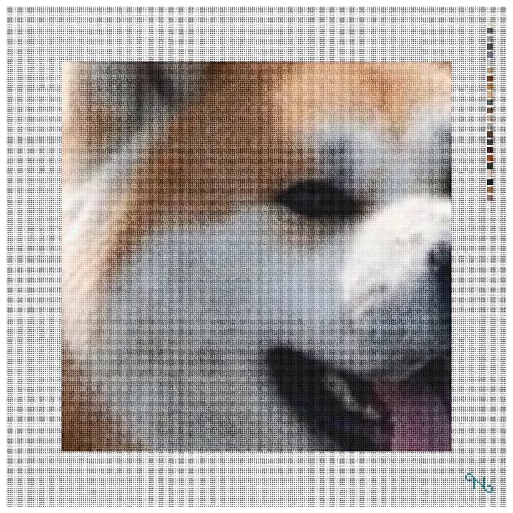 Akita Dog Needlepoint Pillow Kit Stitched Preview