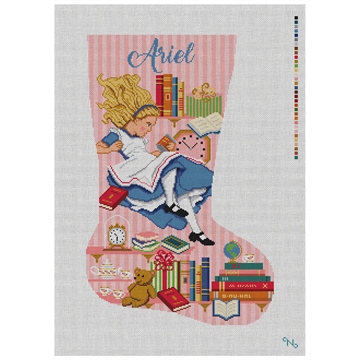 Alice's Rabbit Hole Pink Stocking Needlepoint Kit