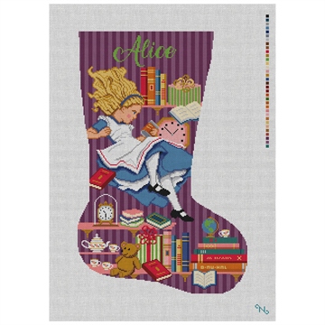 Alice's Rabbit Hole Plum Stocking Needlepoint Kit