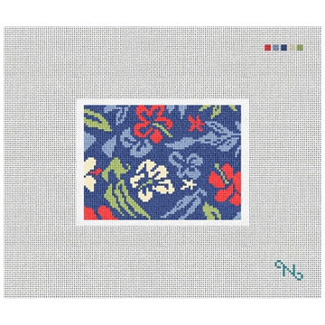 Aloha Hibiscus Needlepoint Card Wallet Kit Stitched Preview