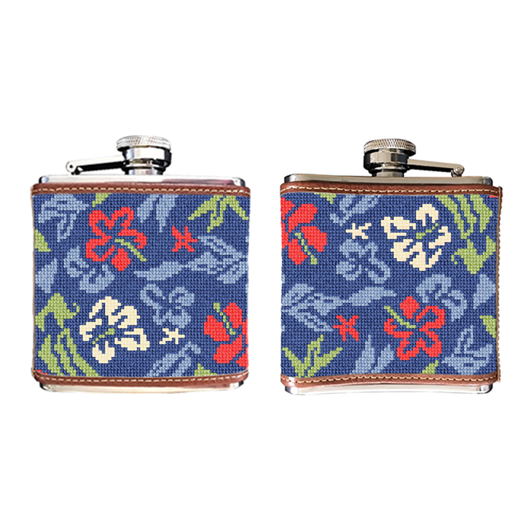 Aloha Hibiscus Needlepoint Flask