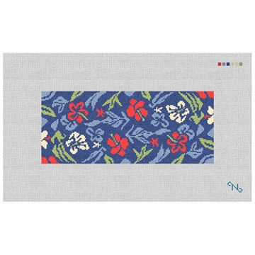 Aloha Hibiscus Needlepoint Flask Kit Stitched Preview
