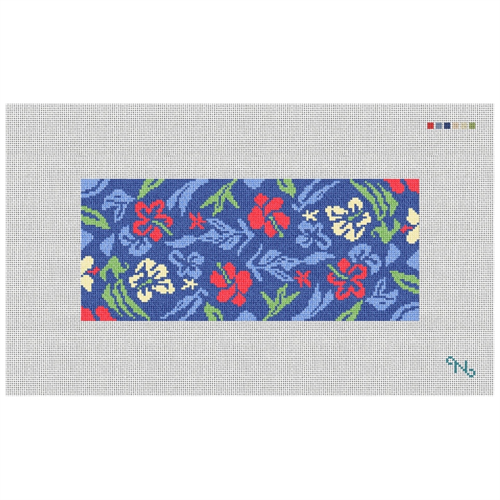 Aloha Hibiscus Needlepoint Flask Kit Stitched Preview