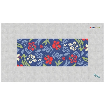 Aloha Hibiscus Needlepoint Wallet Kit Stitched Preview