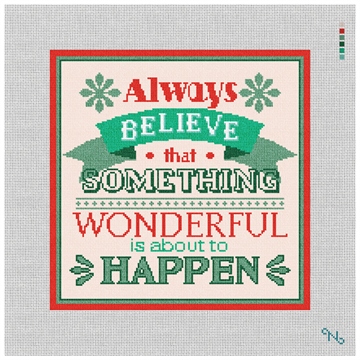 Always Believe Needlepoint Pillow Kit Stitched Preview