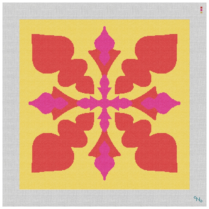 Ambert Pillow Needlepoint Kit Stitched Preview