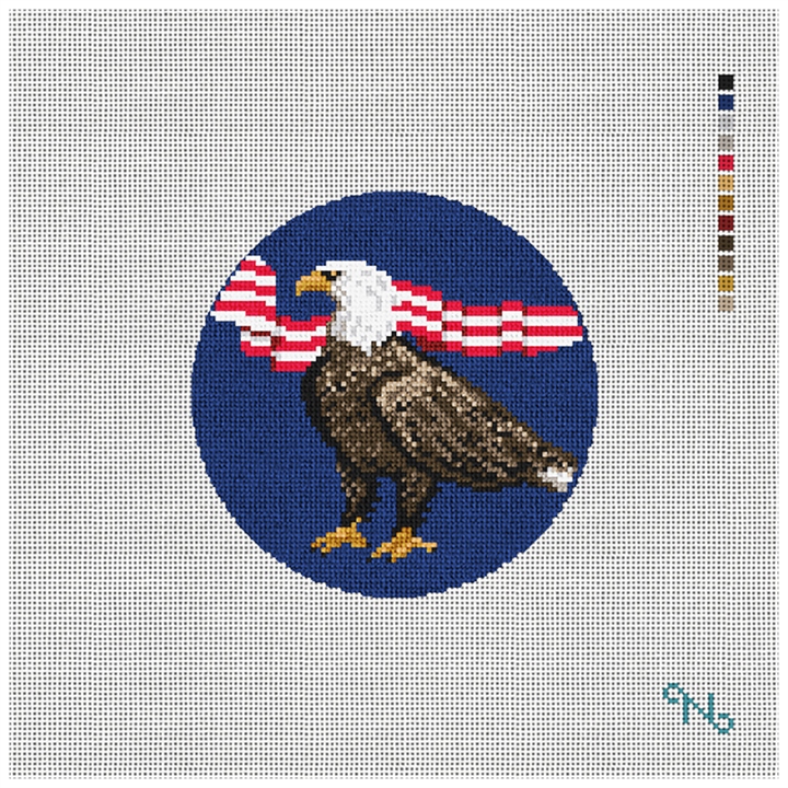 American Bald Eagle Needlepoint Ornament Kit Stitched Preview