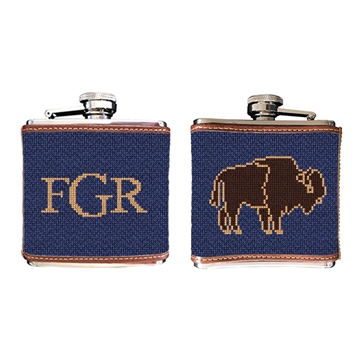 American Bison Needlepoint Flask 