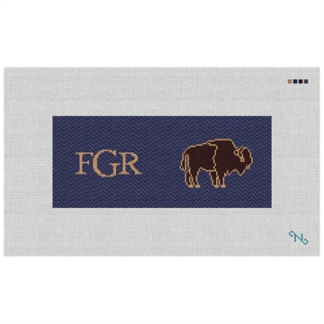 American Bison Needlepoint Flask Kit Stitched Preview
