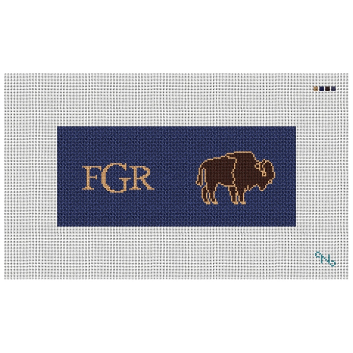 American Bison Needlepoint Flask Kit Stitched Preview