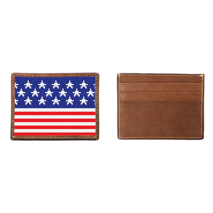 American Flag Needlepoint Card Wallet 