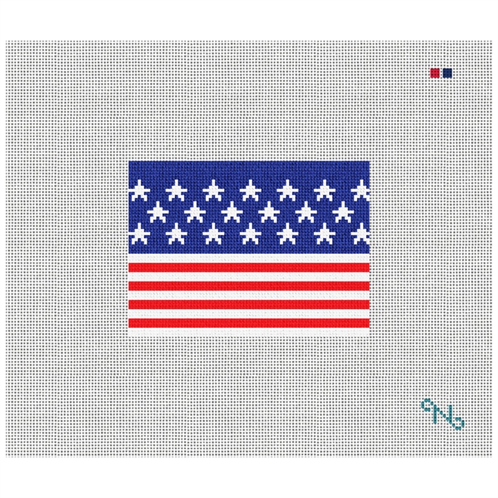 American Flag Needlepoint Card Wallet Kit Stitched Preview