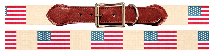 American Flag Needlepoint Dog Collar