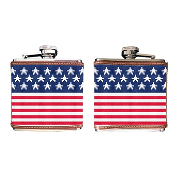 American Flag Needlepoint Flask