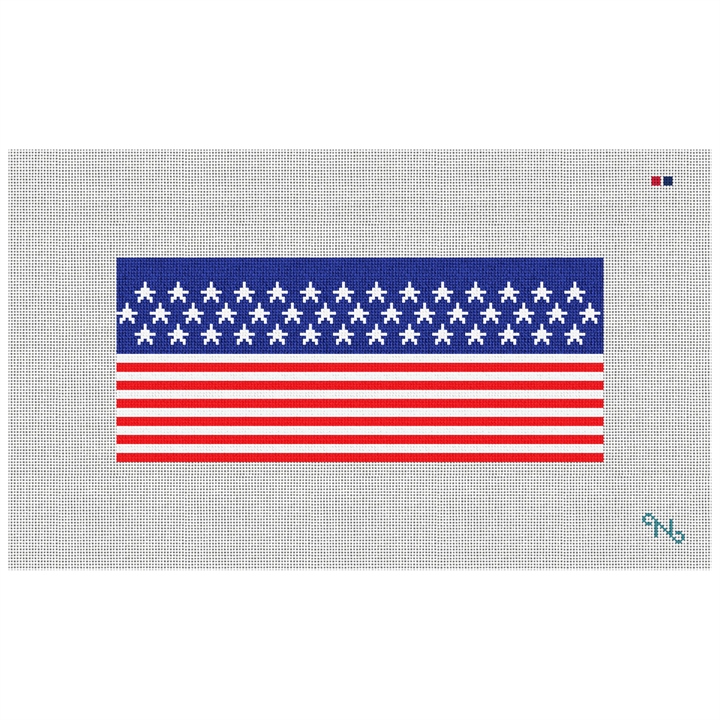 American Flag Needlepoint Flask Kit Stitched Preview