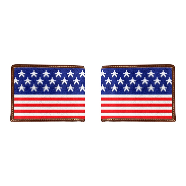 American Flag Needlepoint Wallet 