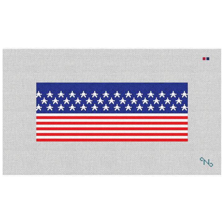 American Flag Needlepoint Wallet Kit Stitched Preview