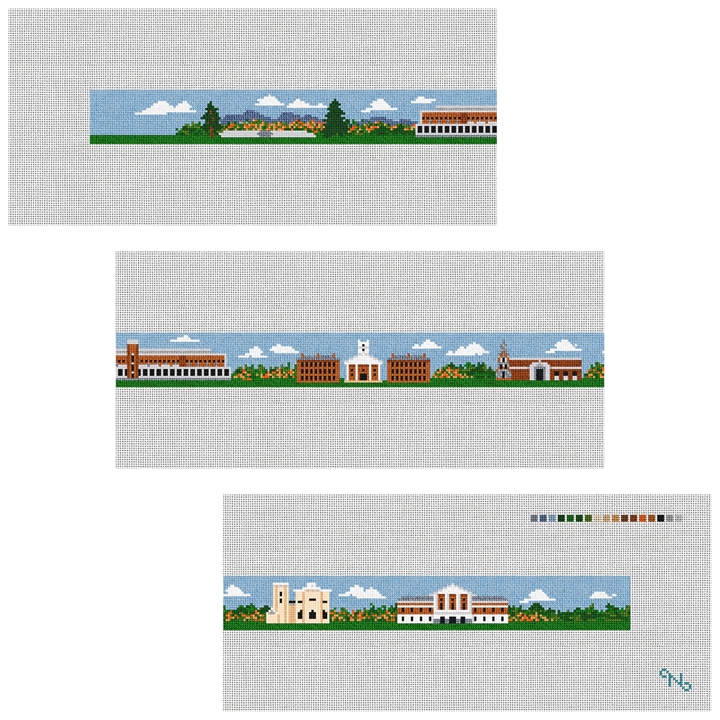 Amherst MA Landscape Needlepoint Belt Kit Stitched Preview