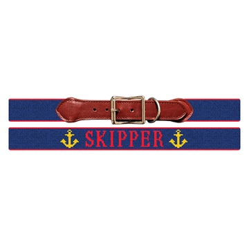 Anchors Away Needlepoint Dog Collar