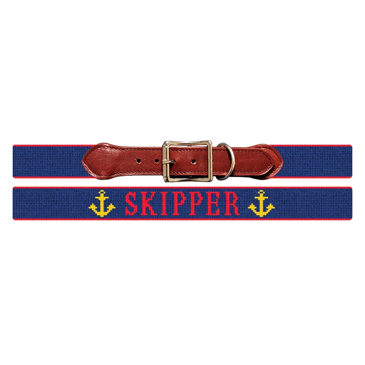 Anchors Away Needlepoint Dog Collar